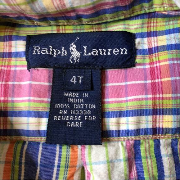 Ralph Lauren multicolor plaid long sleeve button down shirt size 4T - Picture 5 of 8